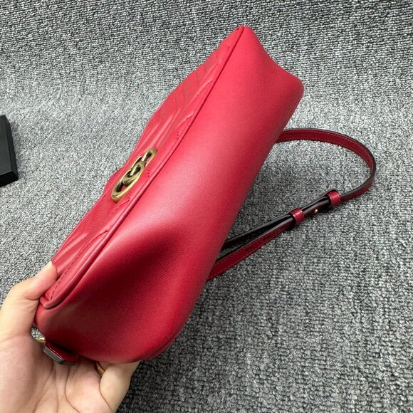 GUCCI GG Marmont Red Leather Shoulder Bag 775-071825 - Picture 8 of 15